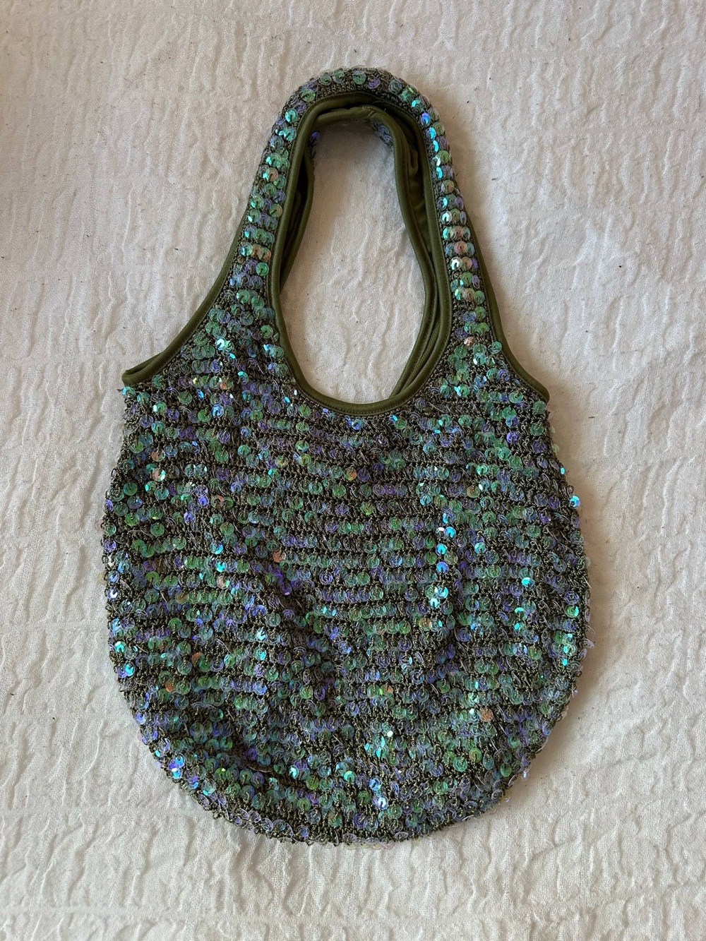 Vintage ALDO Sequin Shoulder Bag in Green & Purple